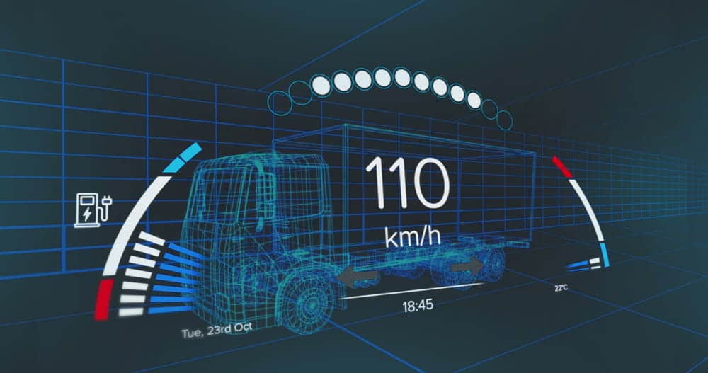 Image is of a digital truck monitoring dashboard displaying vehicle speed and operating data, concept of evidence collection in a Nashville truck accident investigation.